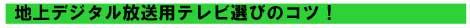 地上デジタル放送用のテレビを選ぶコツ